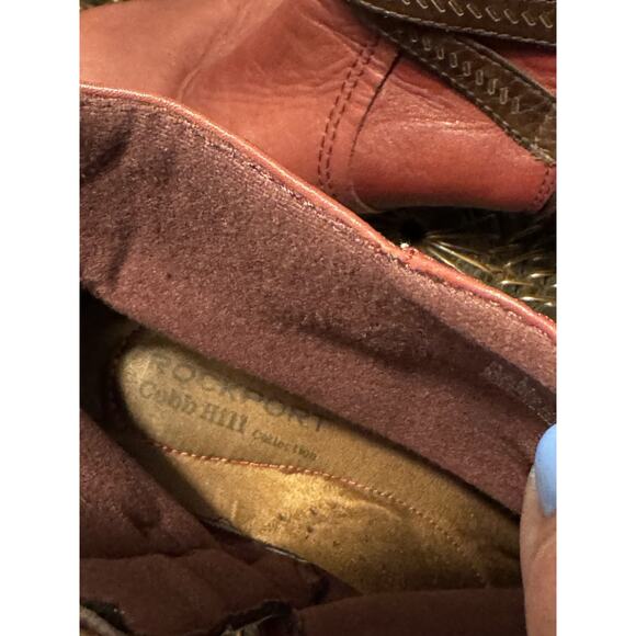 Rockport Cobb Ankle Boots Red Leather Women’s 8. 5 M Bootie Side Zip Winter Fall - Picture 7 of 10